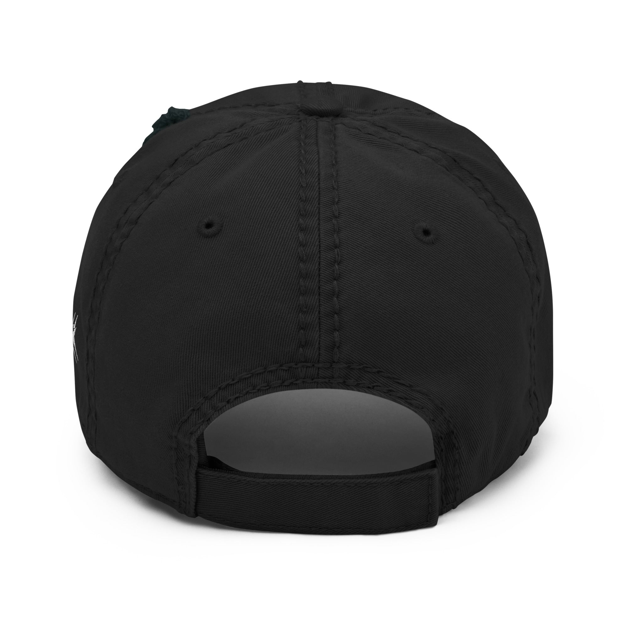 Mosaix Distressed Hat in Black - Premium Cotton Twill Cap with Unique Design