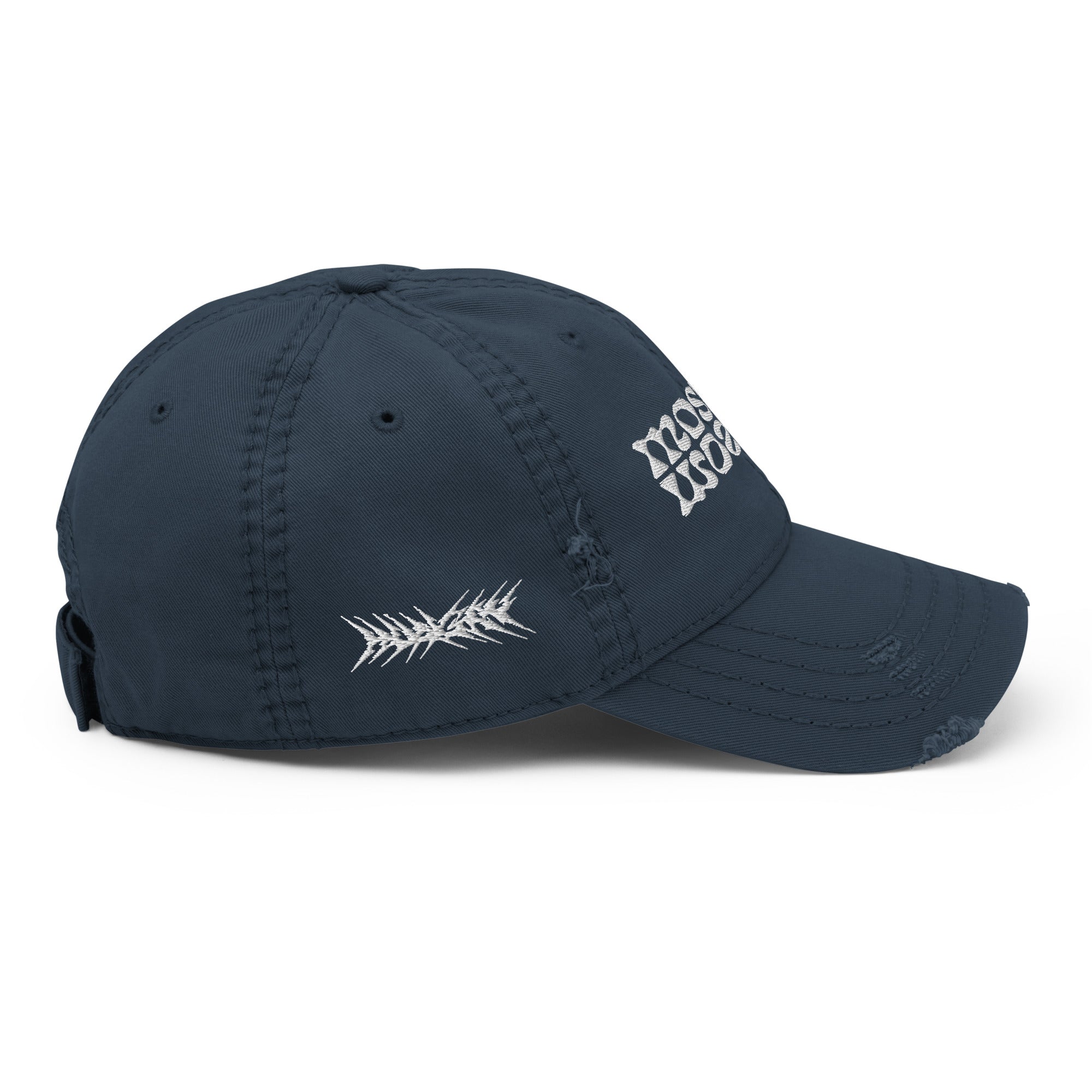 Mosaix Distressed Hat in Navy - Premium Cotton Twill Cap with Unique Design