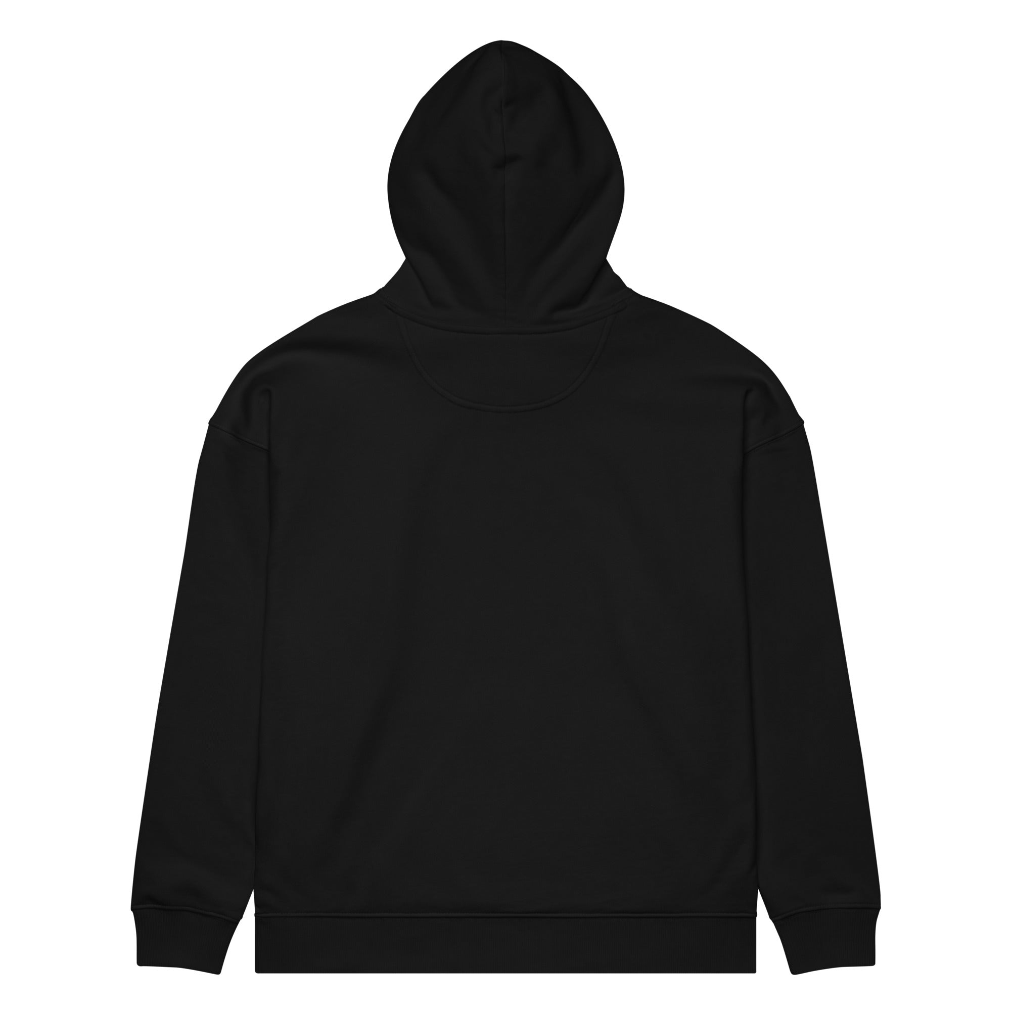 Back view of plain black HNGY hoodie