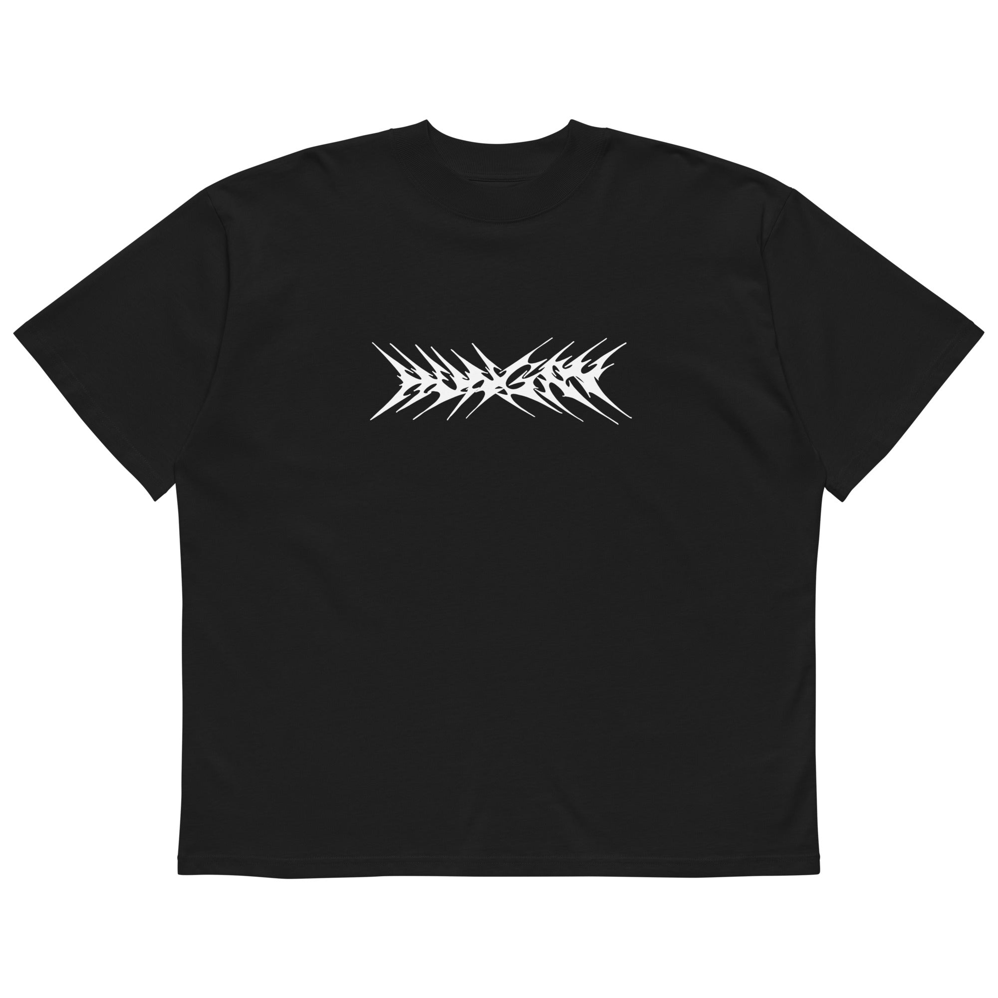 Black oversized high neck tee with white HNGY graphic on the front