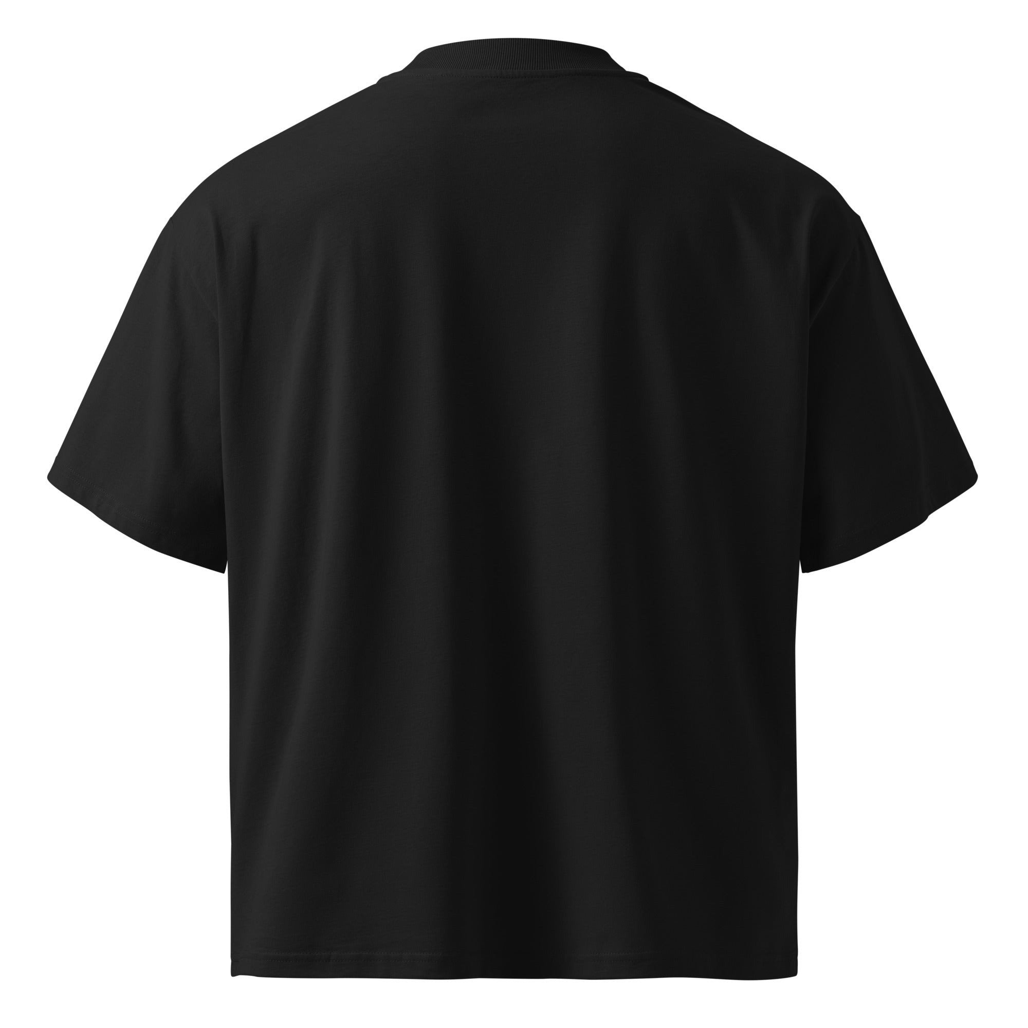 Back view of the HNGY oversized black t-shirt in black