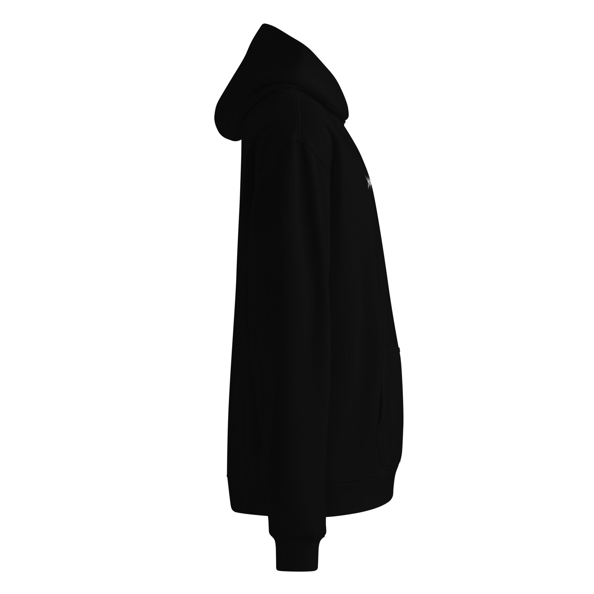 Black Oversized Hoodie from Hungry Collections with logo on the front.